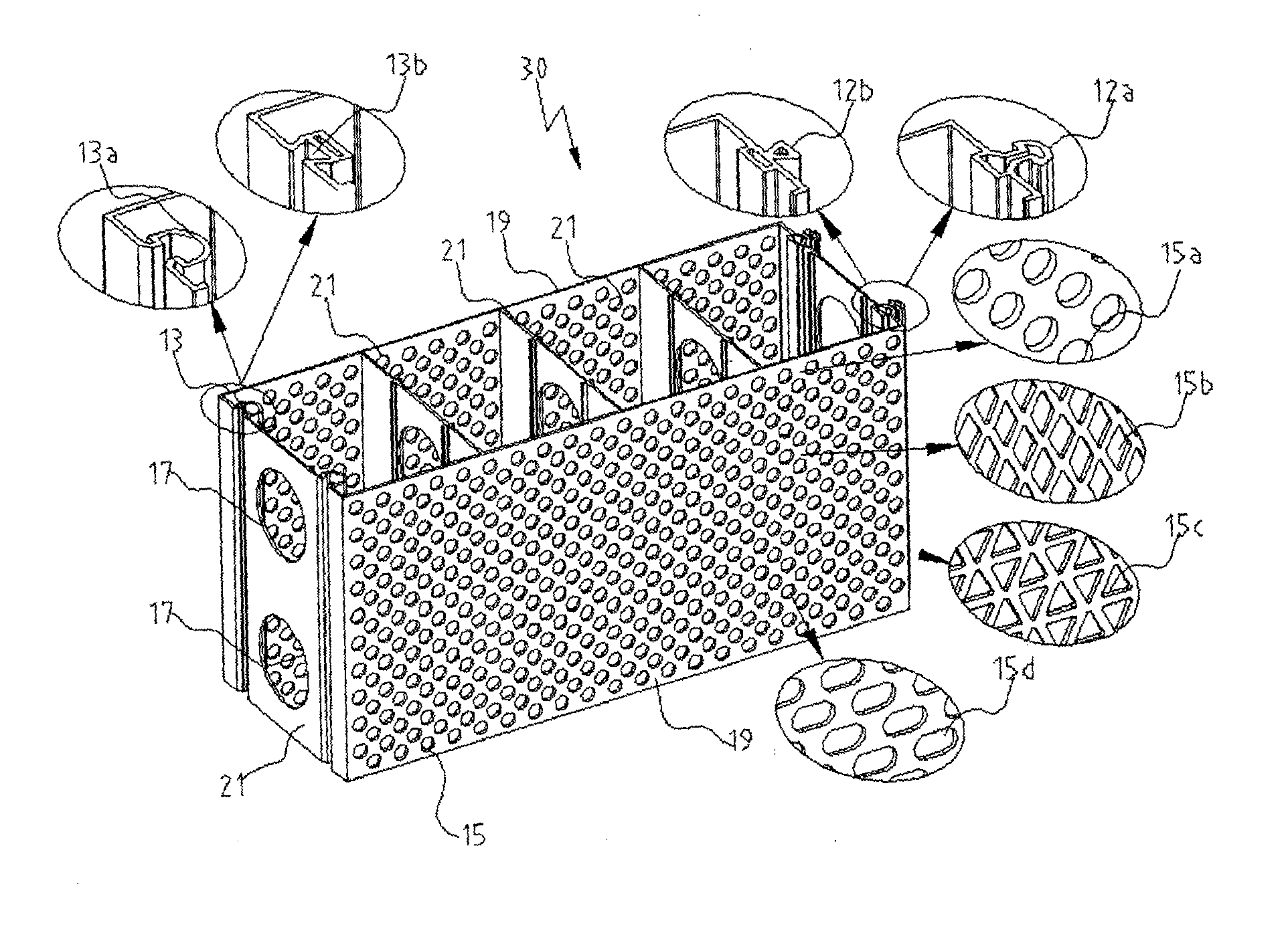 Modular, multiperforated permanent formwork or centering construction system for reinforced concrete