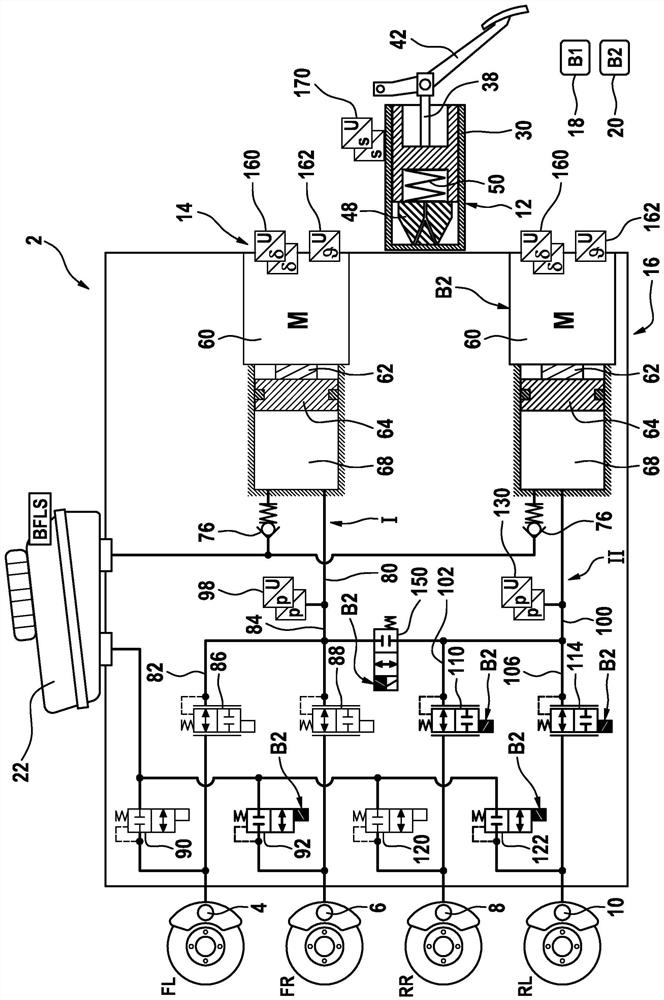 Brake system with two pressure sources and two methods of brake system operation