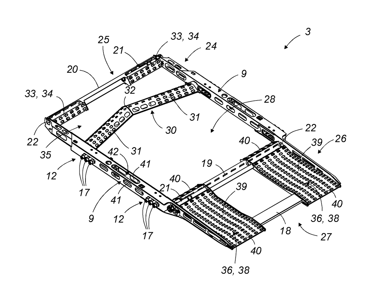 Individual, universal, removable, load-bearing pallet for car-carrying vehicle