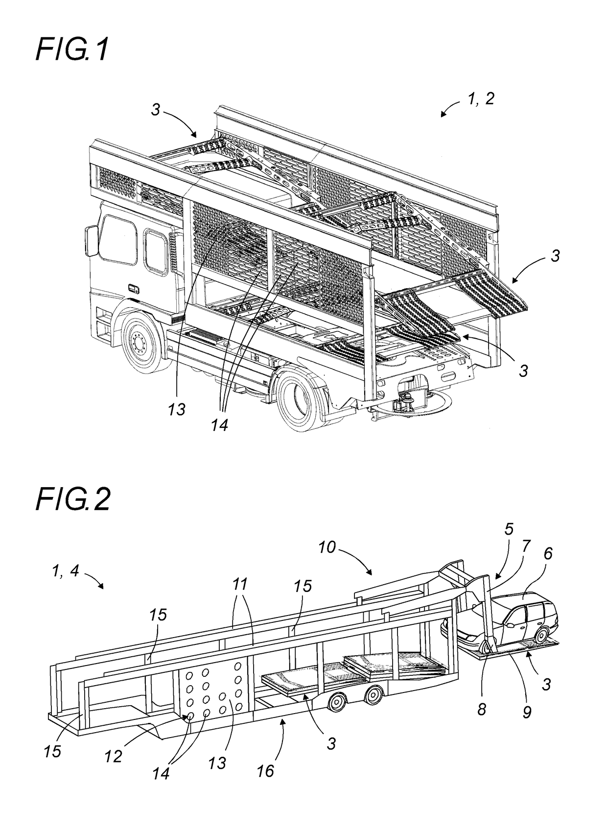 Individual, universal, removable, load-bearing pallet for car-carrying vehicle