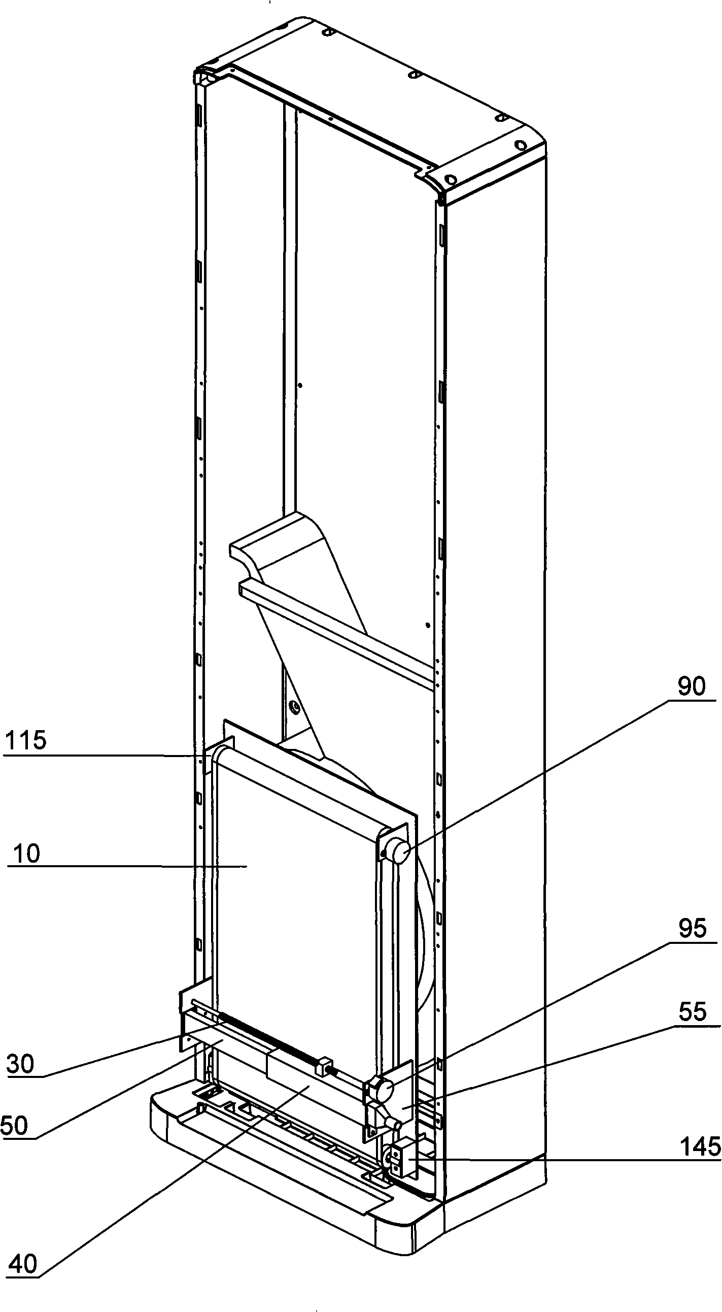 Filter screen rolling and automatic cleaning device of split-floor type air conditioner