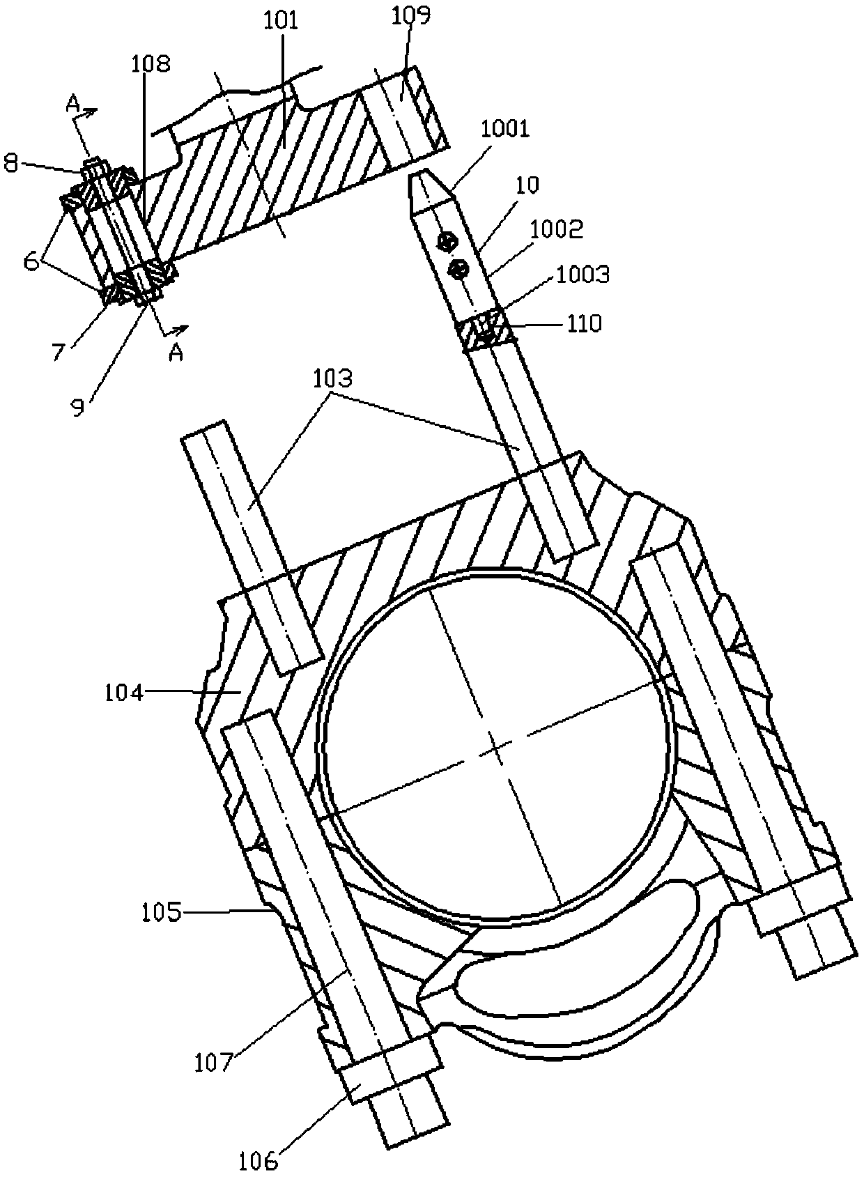 Protecting device and method for preventing cylinder sleeve from being pull-damaged when piston and connecting rod assembly of diesel engine is assembled and disassembled