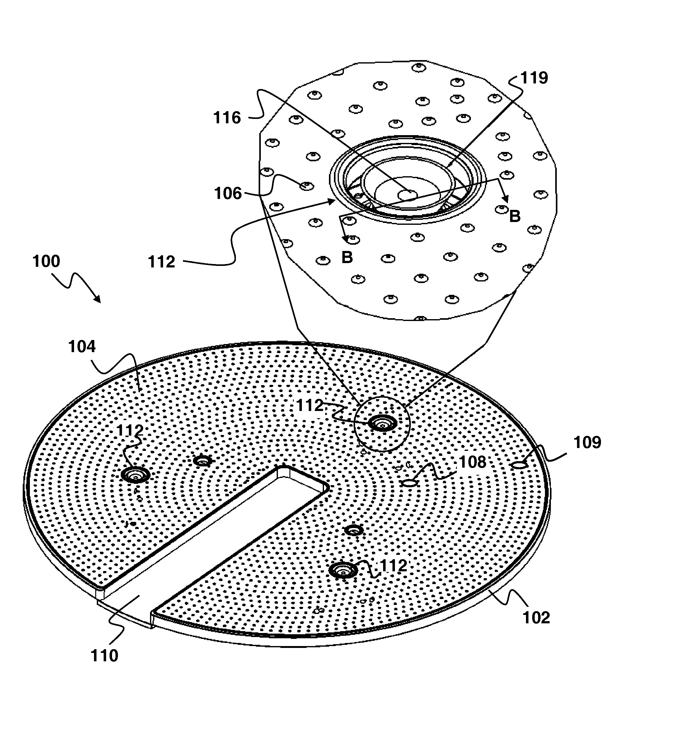 Pin lift chuck assembly for warped substrates