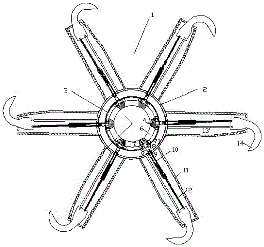 Forage taddling device with separate hooks and can be raised and lowered