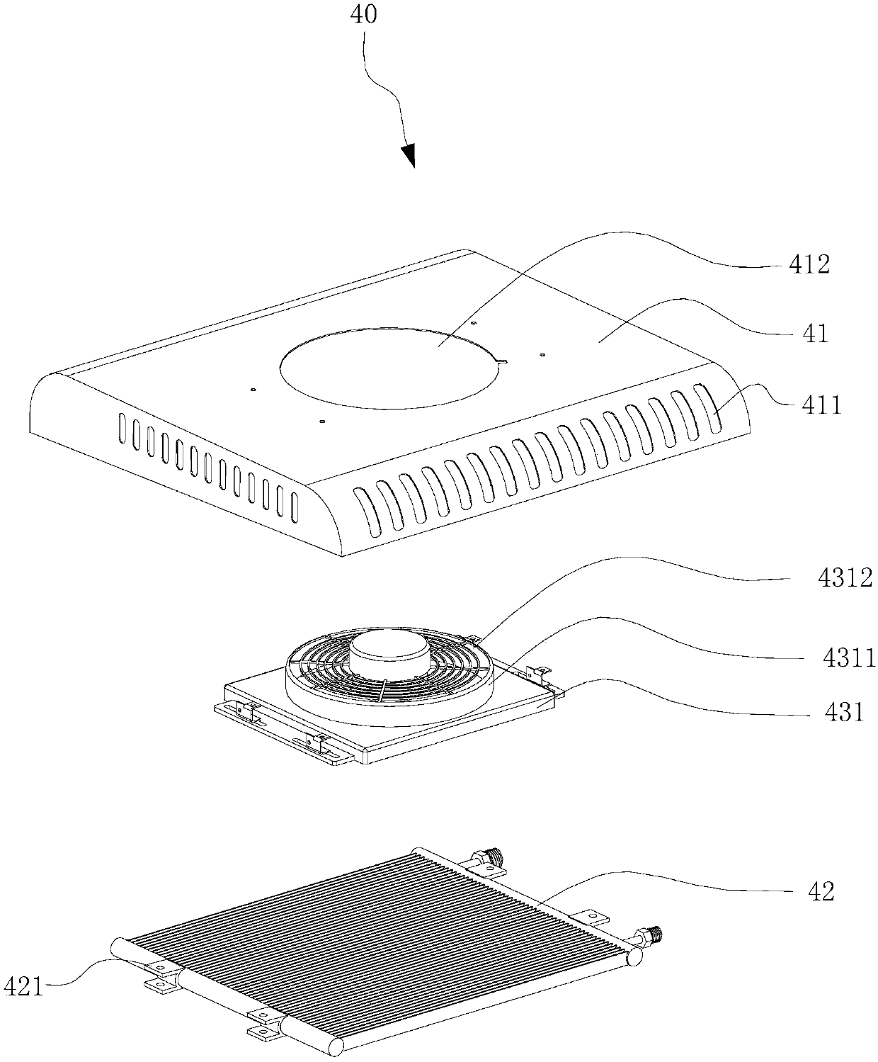 Vehicle air conditioner with overhead condenser