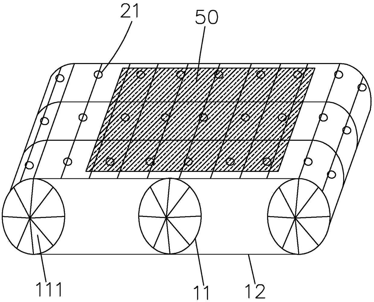 Conveying device and developing machine