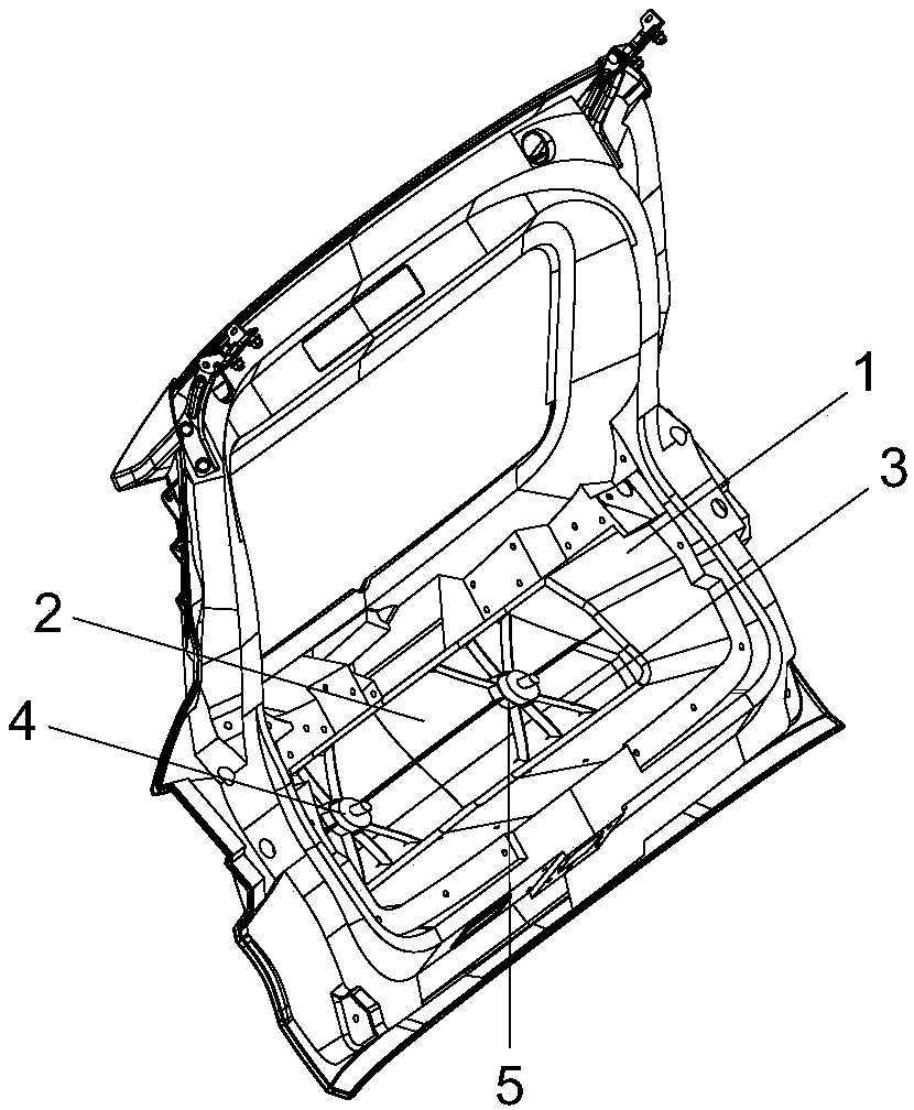 A plastic back door structure