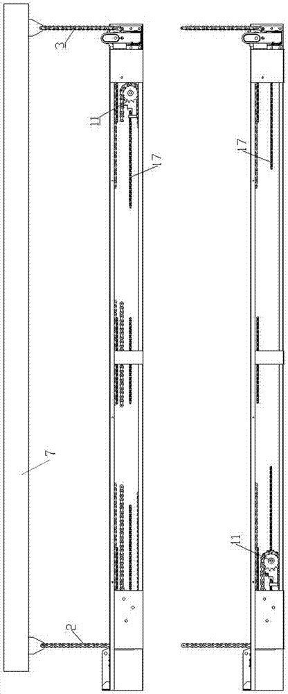 Lift platform with rate-based withdrawing of tail ends of chains by adopting multiplying wheel