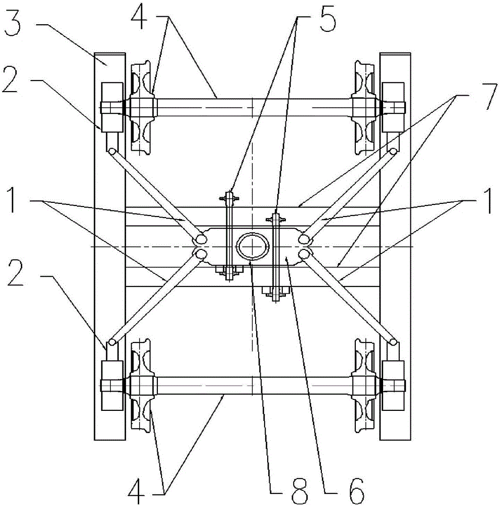 Rail vehicle and forced steering radial bogie thereof