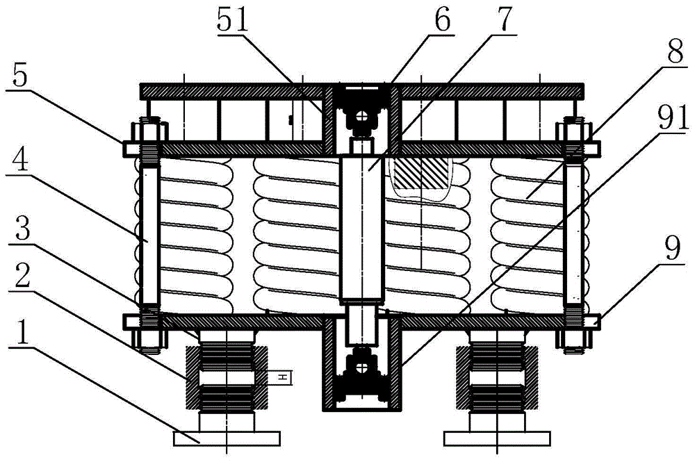 Damping spring vibration isolator device with expansion sleeve and its installation and adjustment method