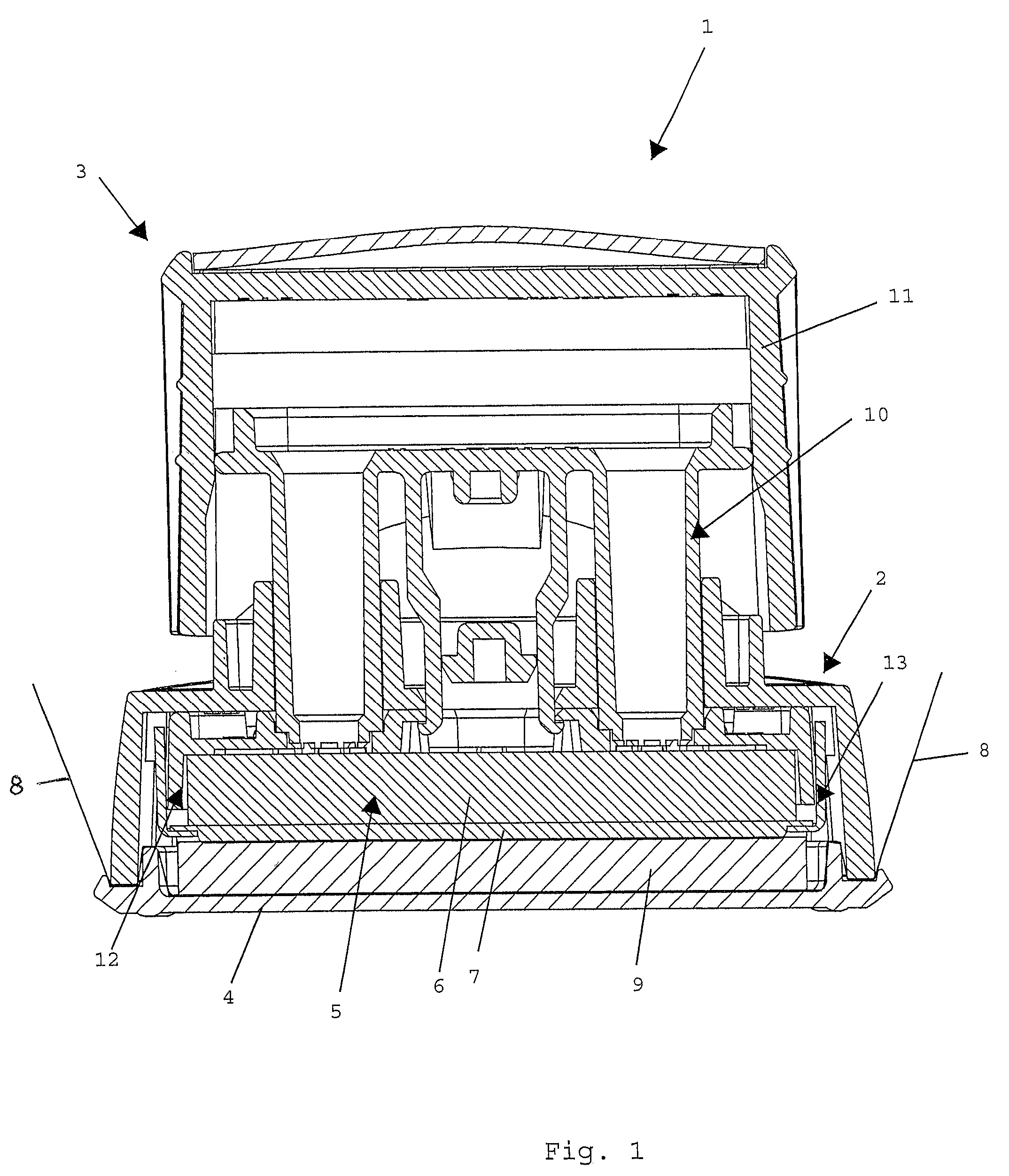 Ink storing unit for a hand-operated stamp