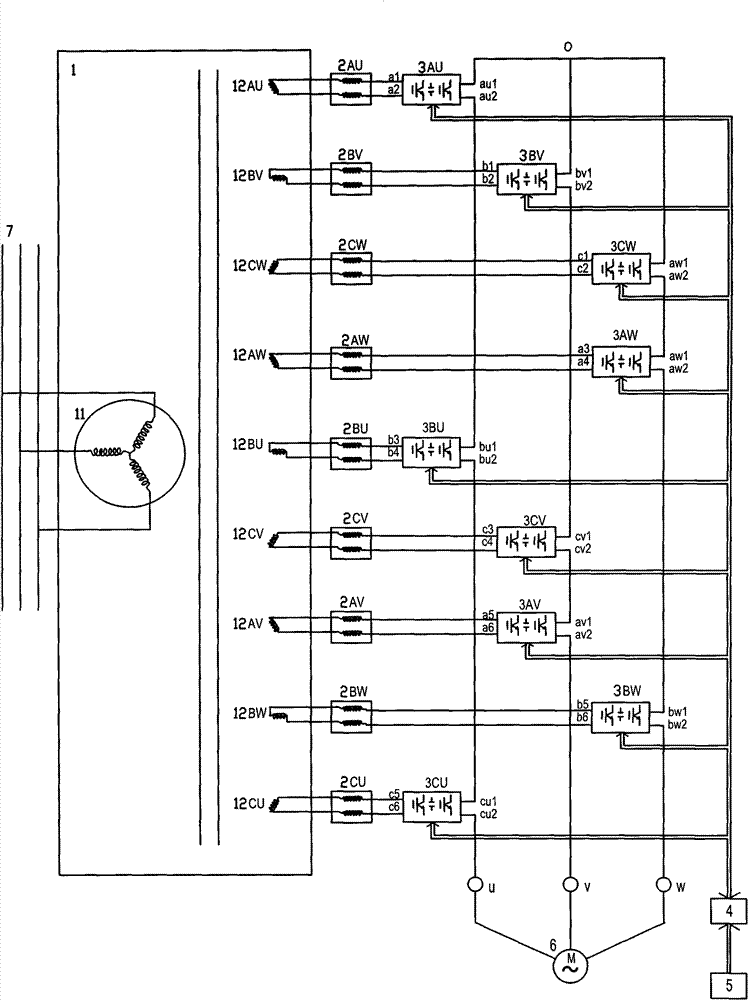 Energy feedback type power unit cascaded high voltage frequency converter