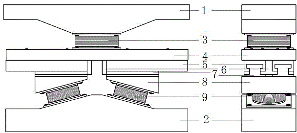 Energy dissipation three-dimensional isolation bearing with oblique slide damping