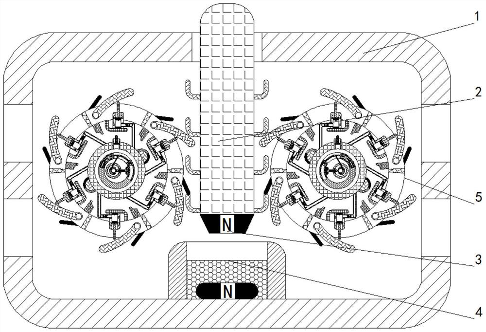 Efficient damping device for preventing damping plate from being damaged due to bottom touch