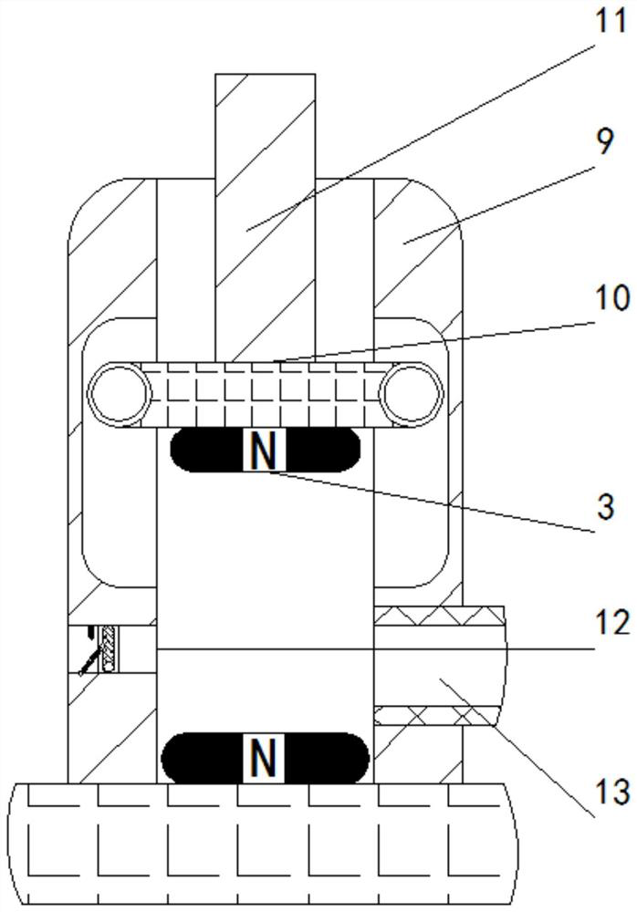 Efficient damping device for preventing damping plate from being damaged due to bottom touch