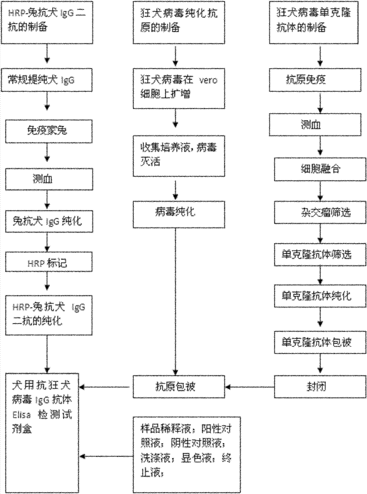 Antirabies virus IgG (Immunoglobulin G) antibody ELISA (Enzyme Linked Immunosorbent Assay) detection kit for dogs