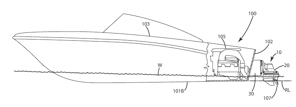 Watercraft adjustable shaft spacing apparatus and related method of operation