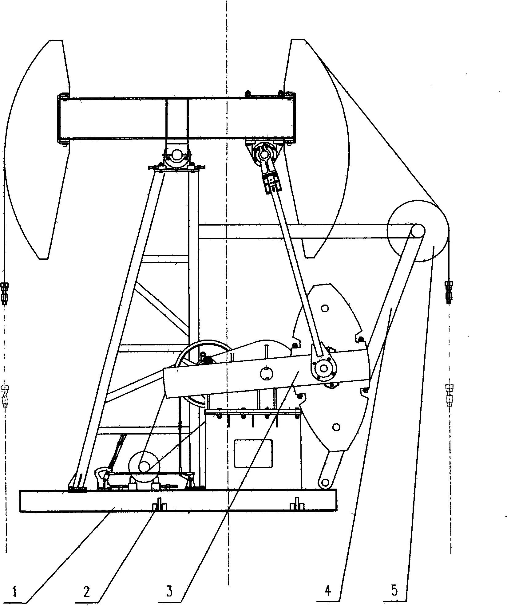 Rotary foundation support arm crank bidirectional balancing double-well pumping unit