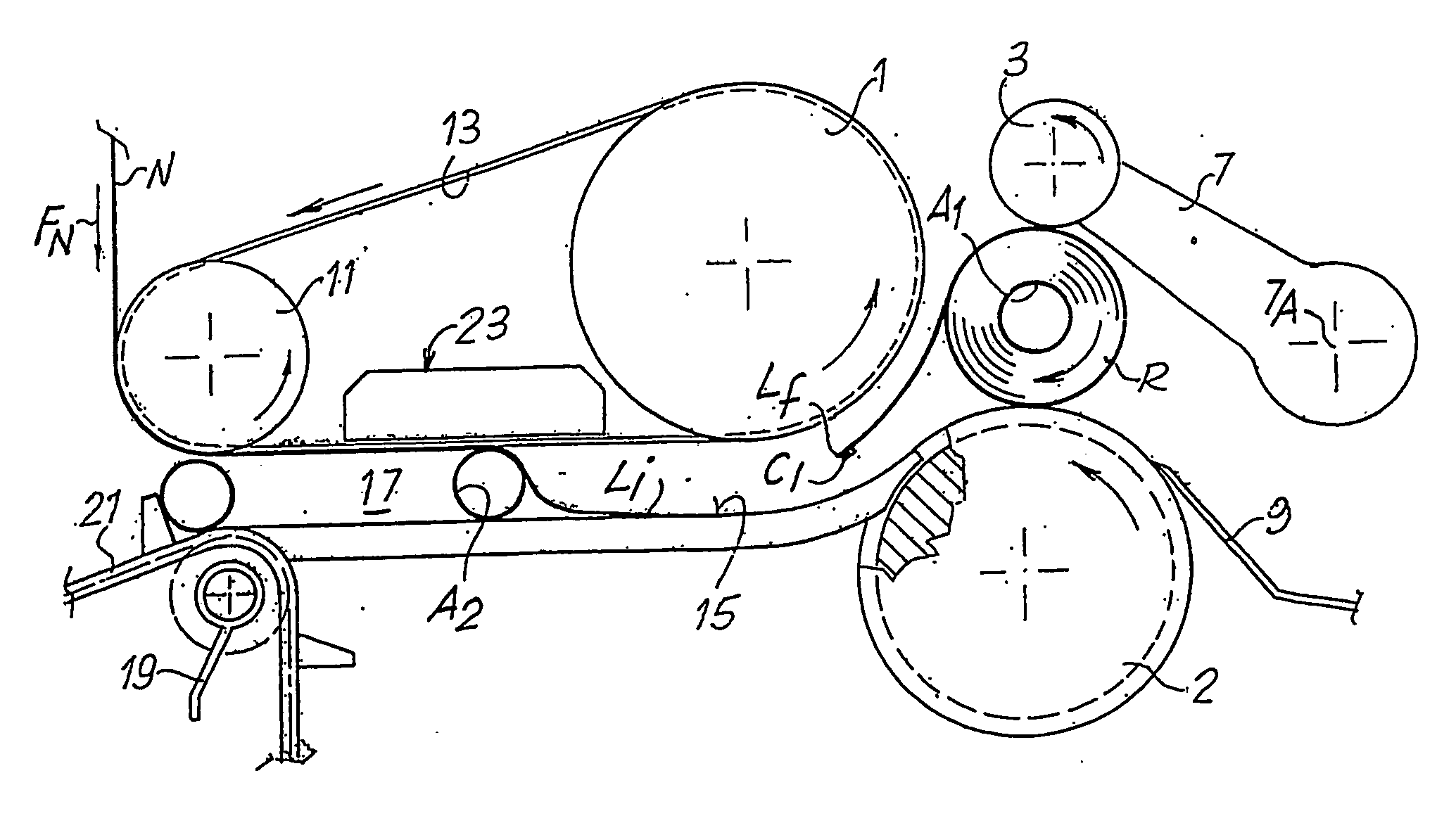 Rewinding Machine, for the Production of Logs of Web Material and Logs Obtained