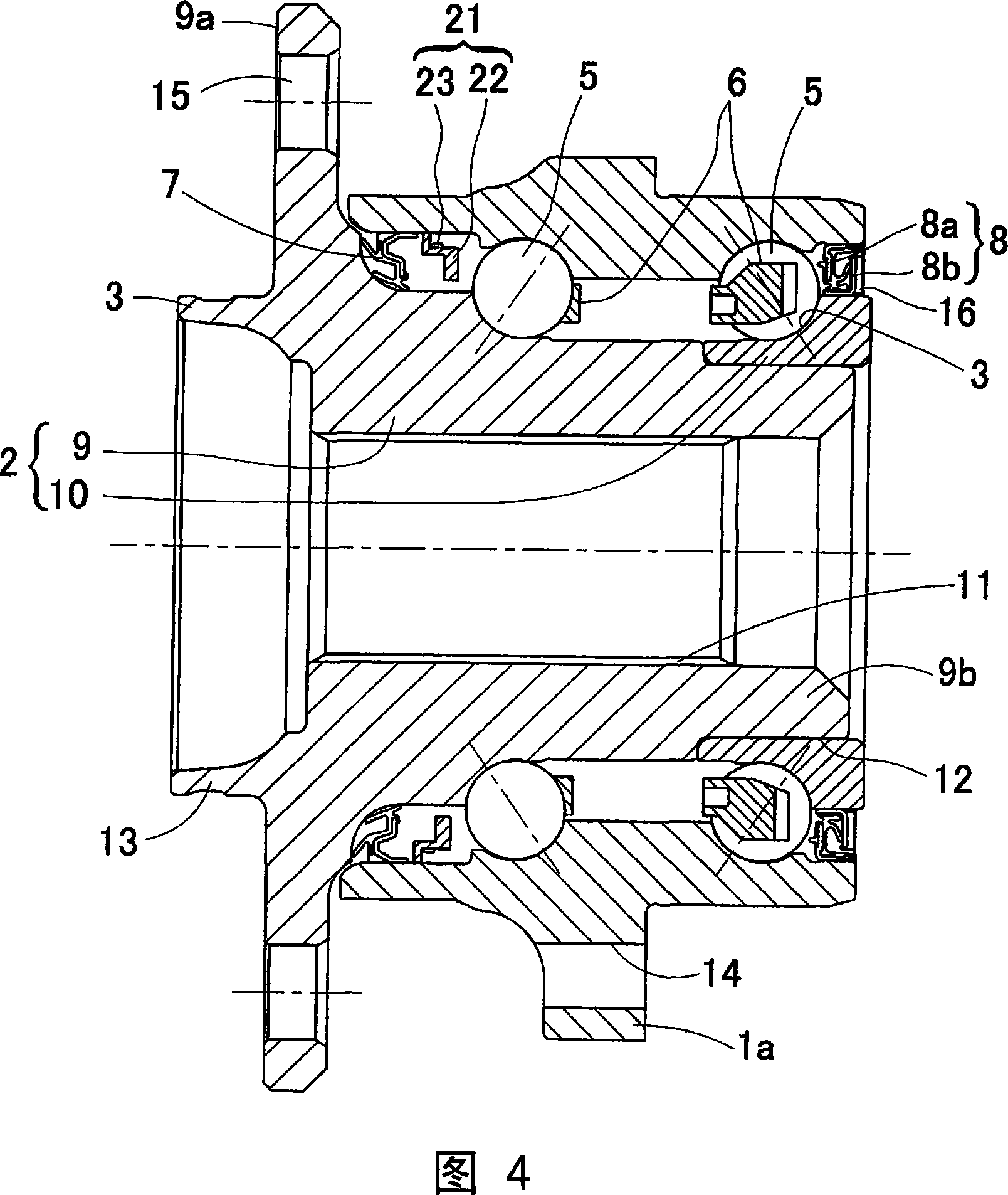 Sensor-equipped bearing for wheel