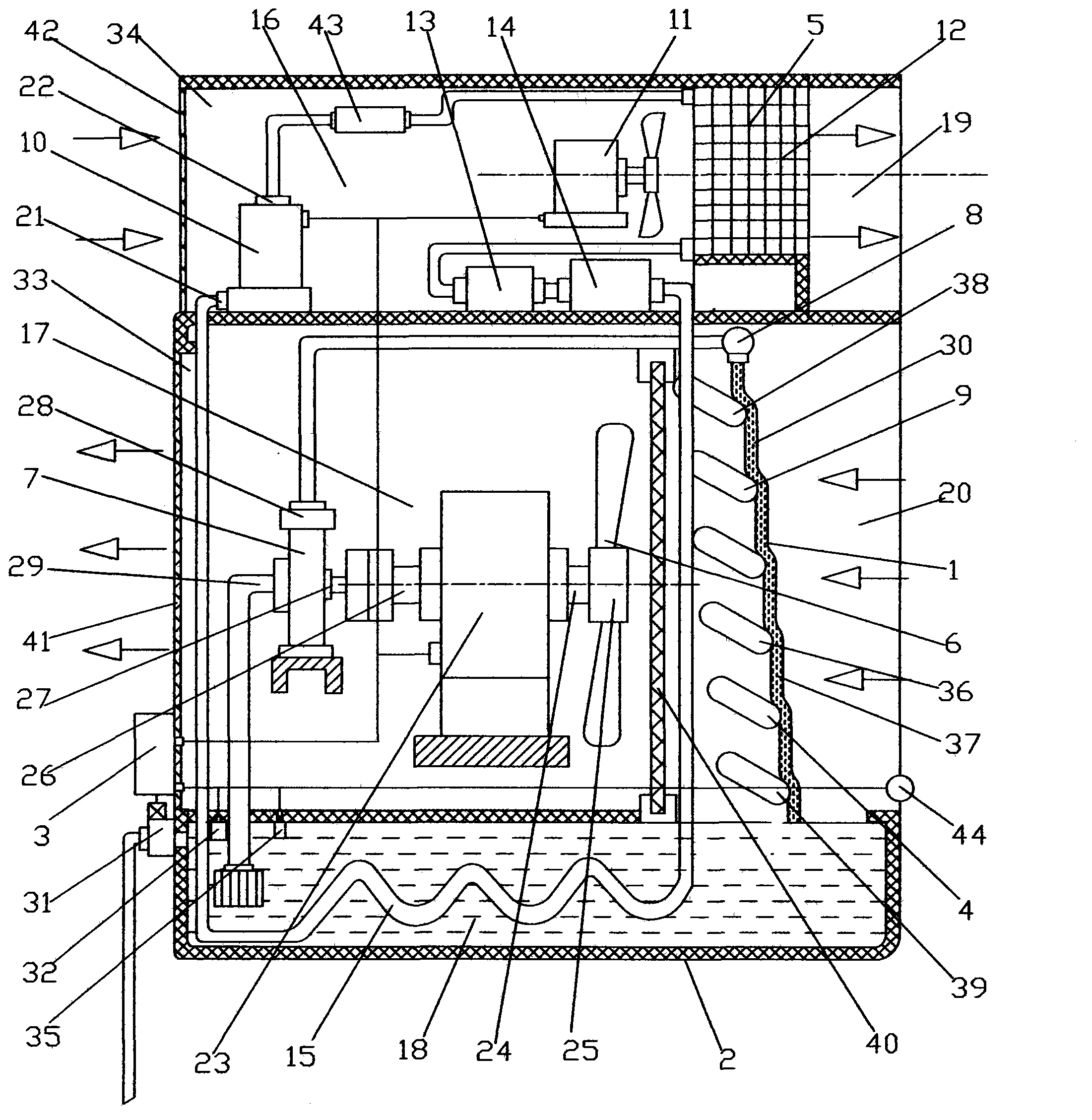 Water curtain filtering window device for filtering particle matter (PM) 2.5 by using air energy