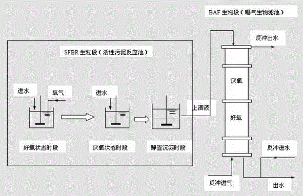 Sequence fed-batch reactor and biological aerated filter (SFBR-BAF) biological nitrogen and phosphorus removal technology