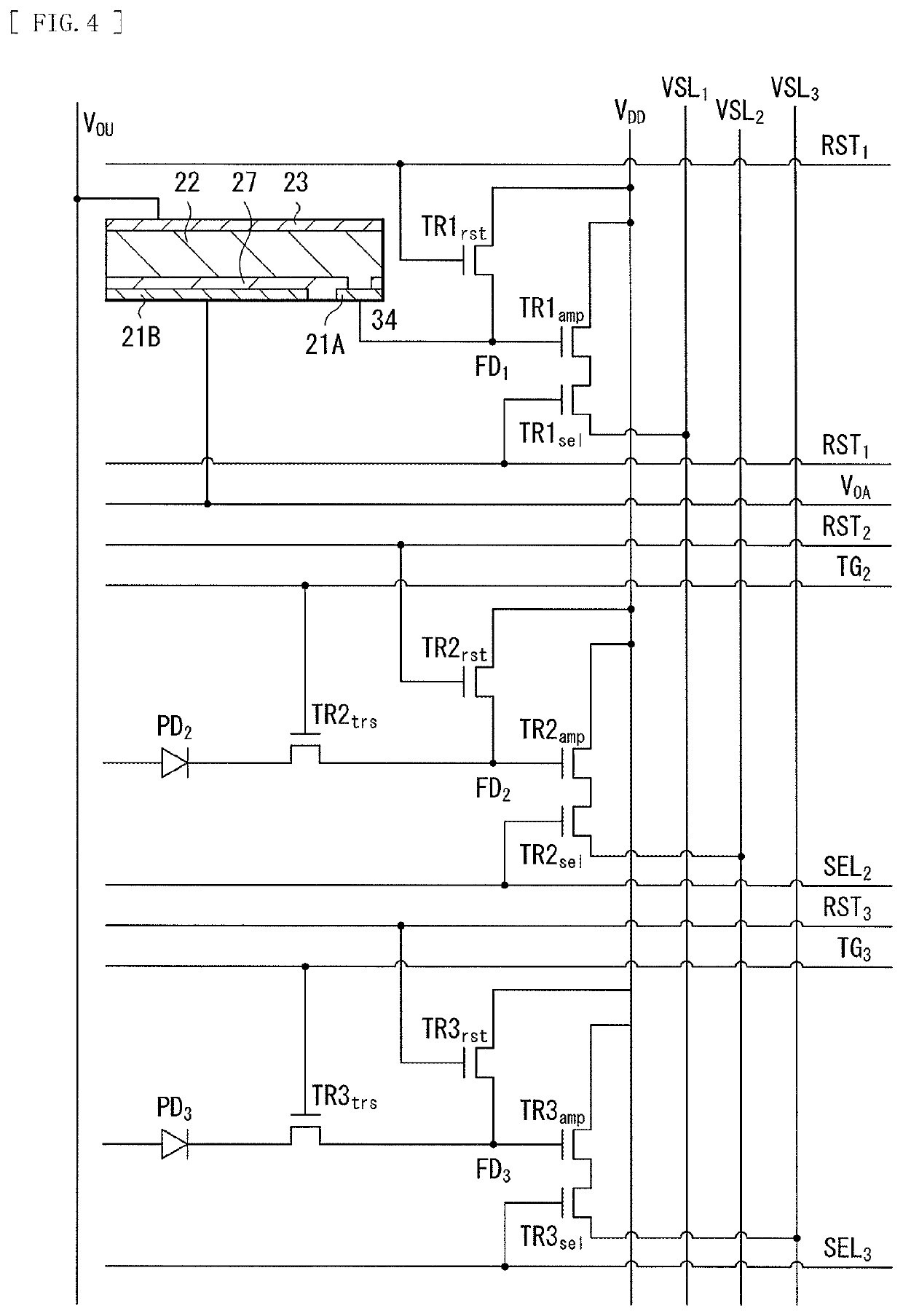 Solid-state imaging element and solid-state imaging apparatus having a photoelectric conversion layer and a pair of electrodes