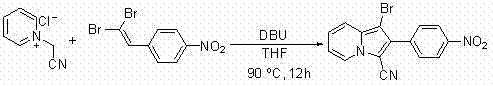 A method for synthesizing 1-halogen-2-aryl indolizine compounds