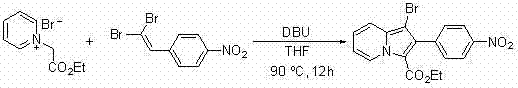 A method for synthesizing 1-halogen-2-aryl indolizine compounds