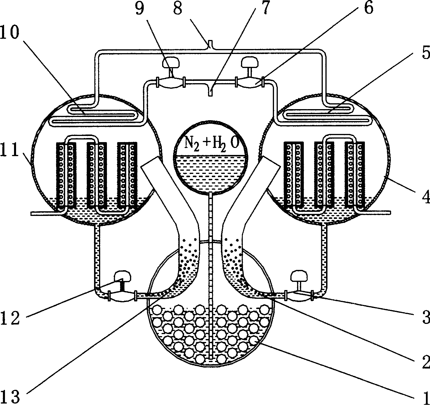 Waste heat driven composite alternating heat pipe generator