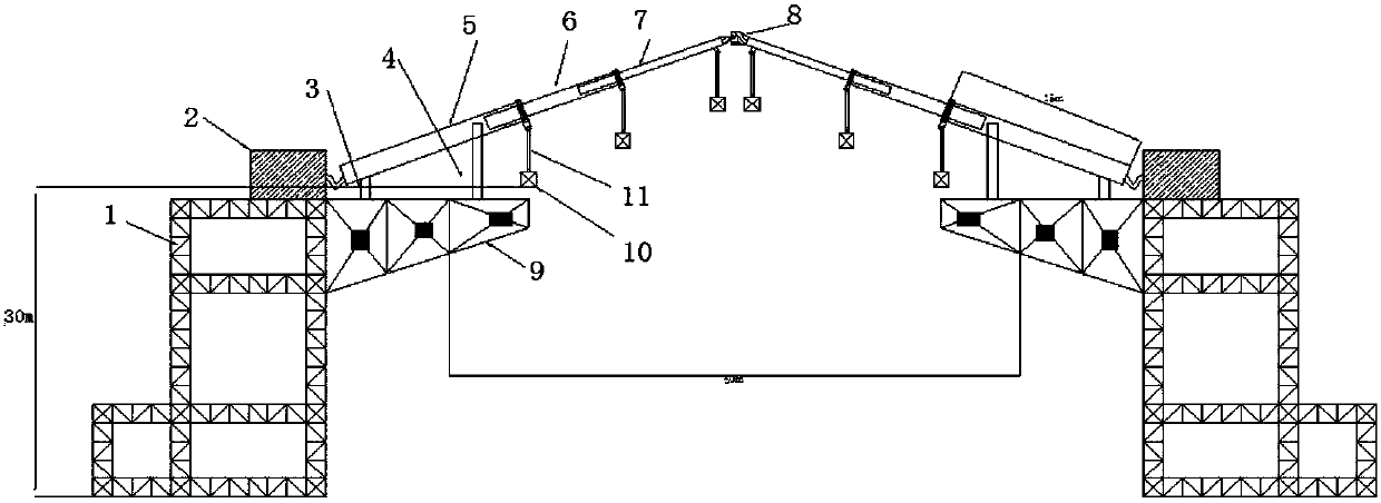 Telescopic crossing-over frame