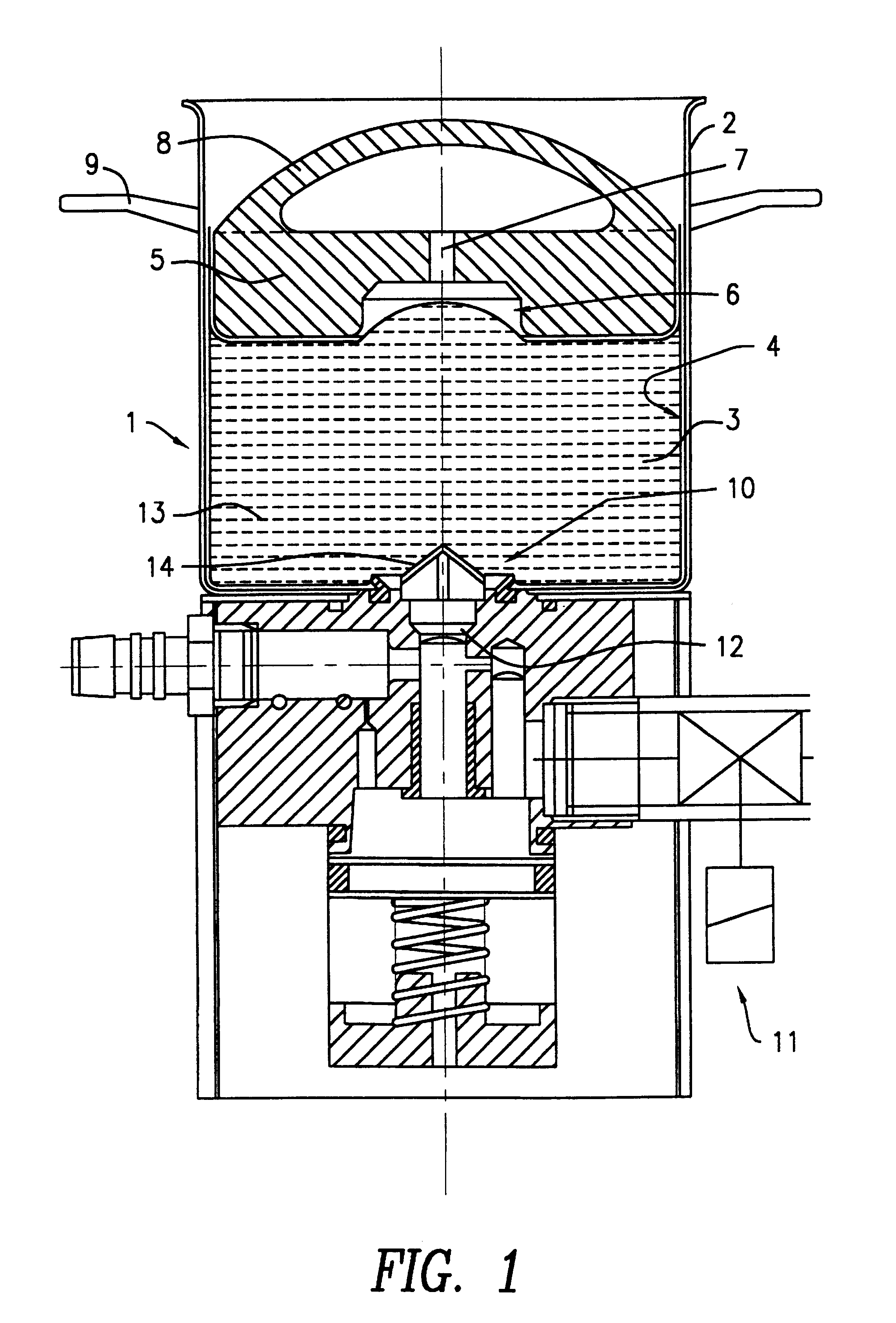 Pot with a flexible storage barrel and follow-up plate