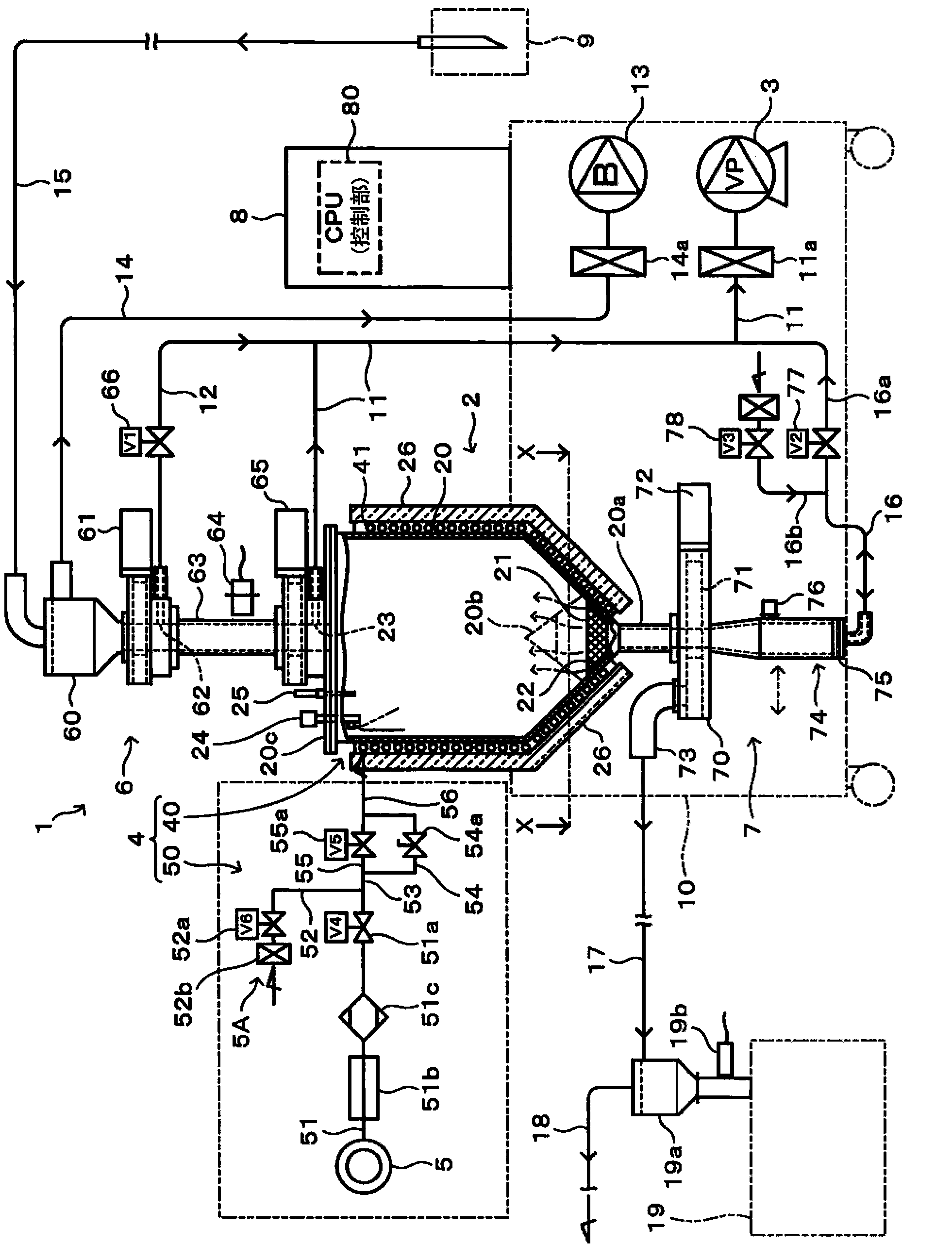 Depressurization type drying device for powder and granular material