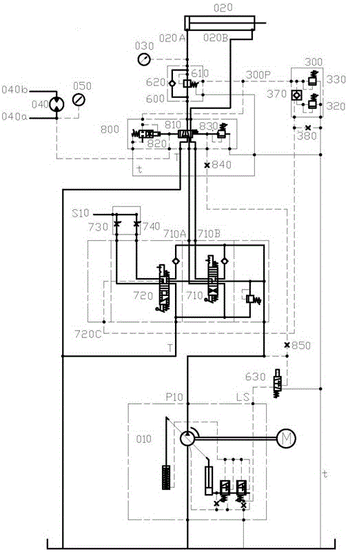 Hydraulic control system for anti-jamming of rock drill