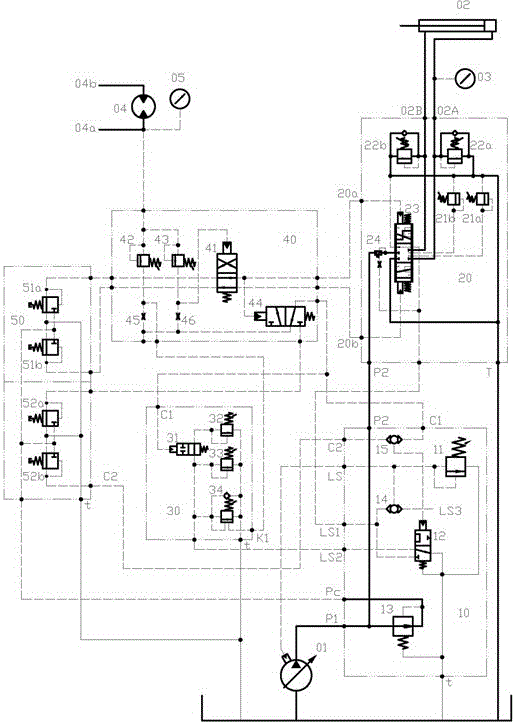 Hydraulic control system for anti-jamming of rock drill