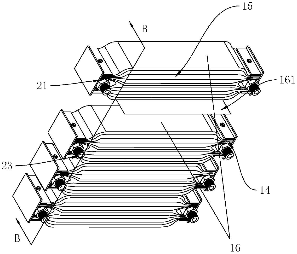 High-capacity lithium battery with high-energy-density multi-pole column structure