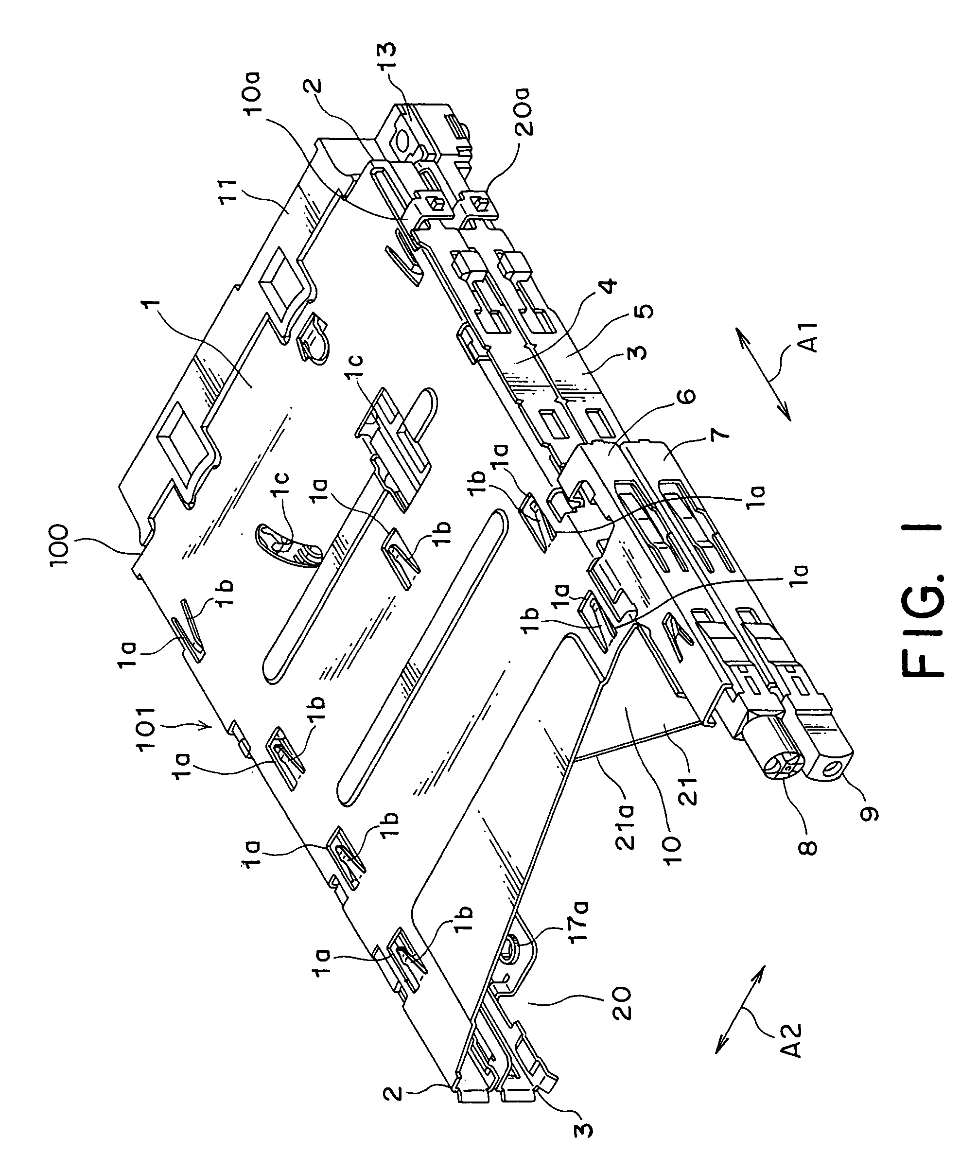 Card connector adapted for cards having different width dimensions