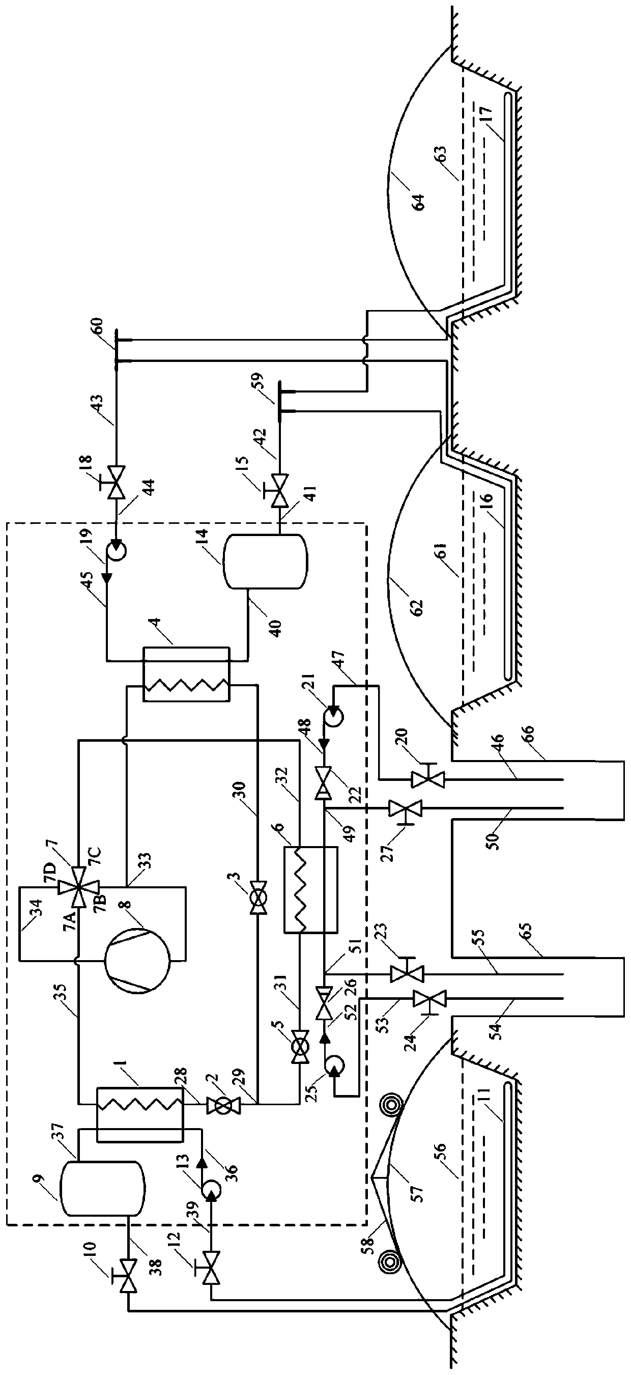 Solar heat storage type water and ground double heat source heat pump system for aquaculture soil pond temperature control