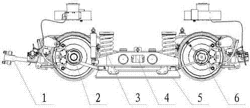 Non-power bogie for 100% low-floor vehicle