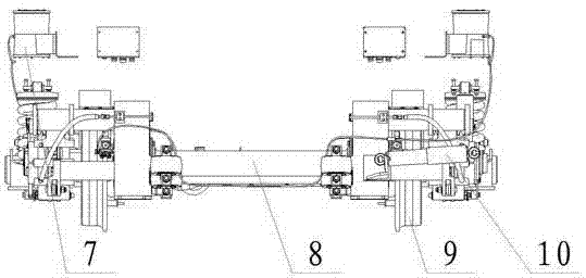 Non-power bogie for 100% low-floor vehicle