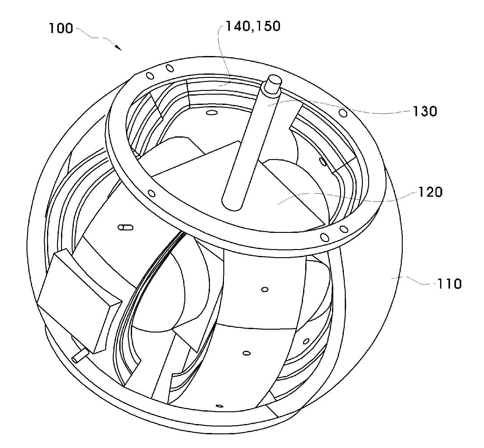 Spherical motor rotating in multiple degrees of freedom