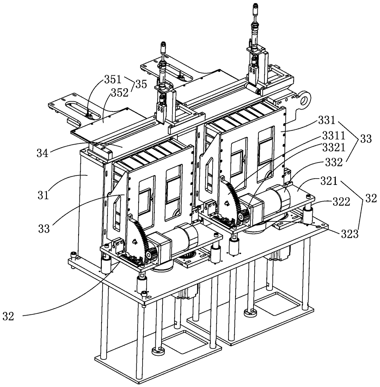 Cylindrical battery peeling mechanism for cooperating with robot to work