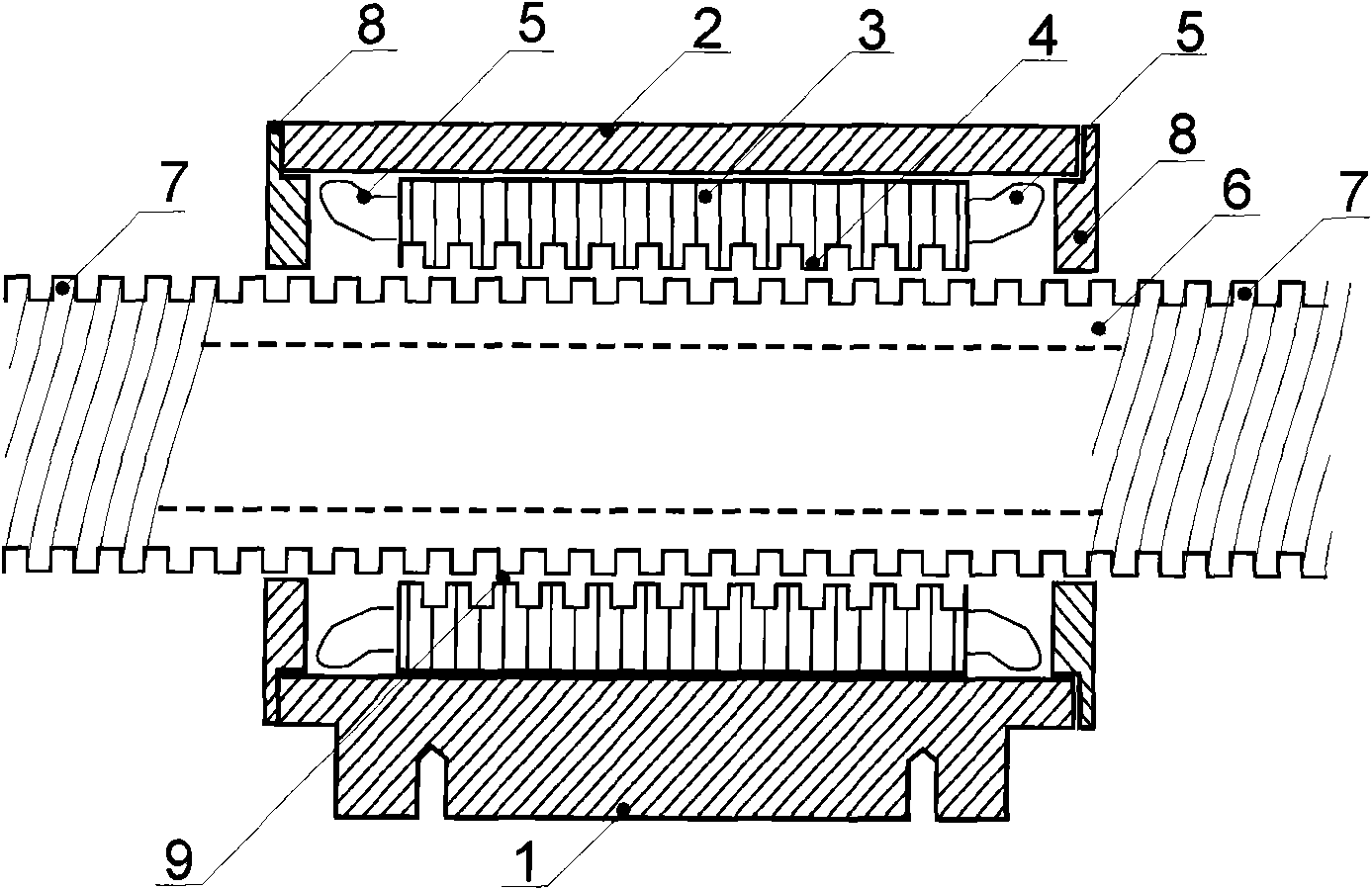 Linear motor driven by rotary magnetic fields