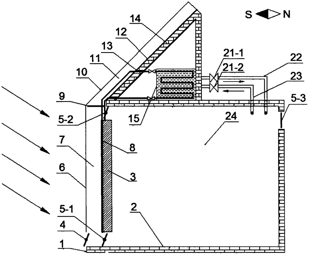 Solar heat collection and ventilation system for passive house