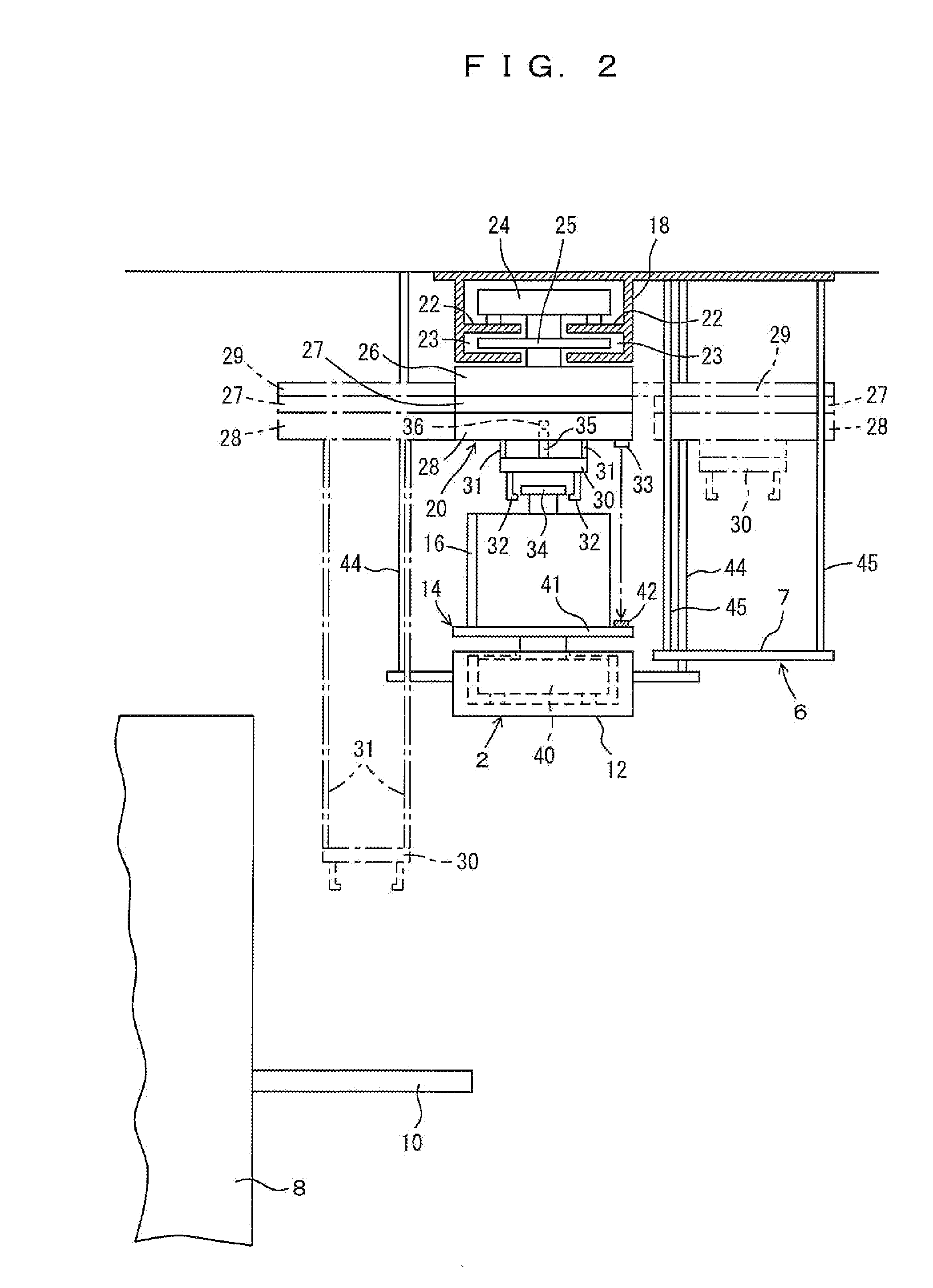 Overhead transporation system and method of transferring article