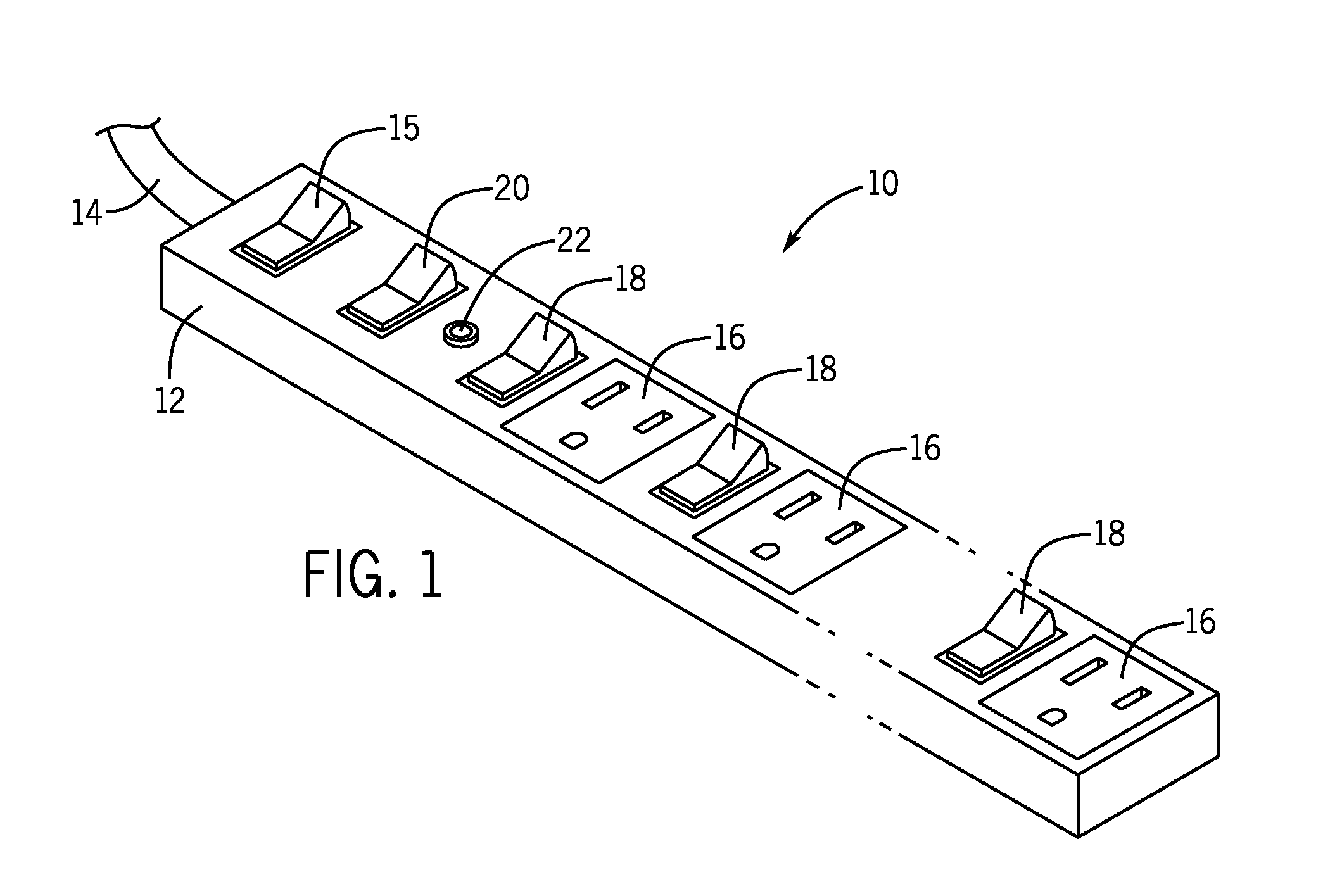 Audio signal control of electrical outlet strip