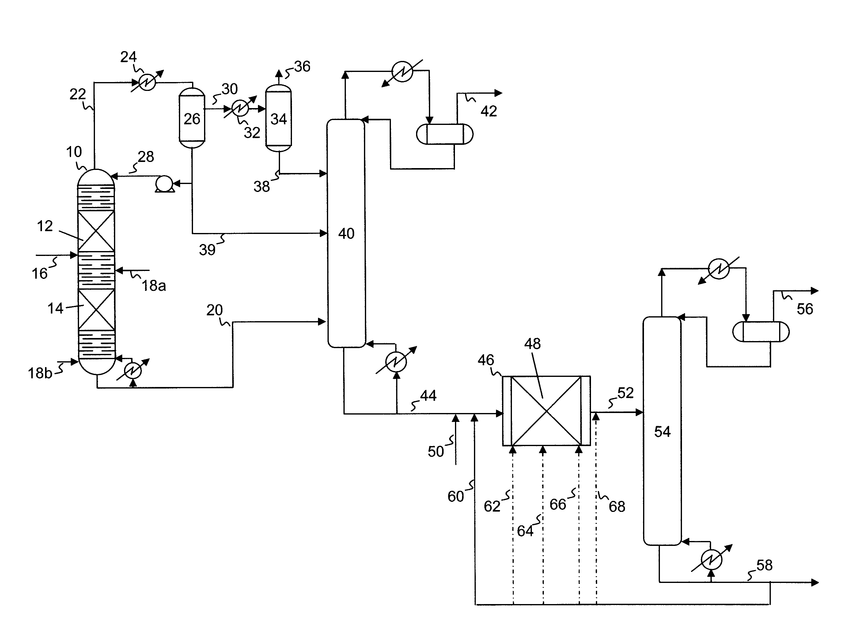 Hydrodesulfurization process with selected liquid recycle to reduce formation of recombinant mercaptans