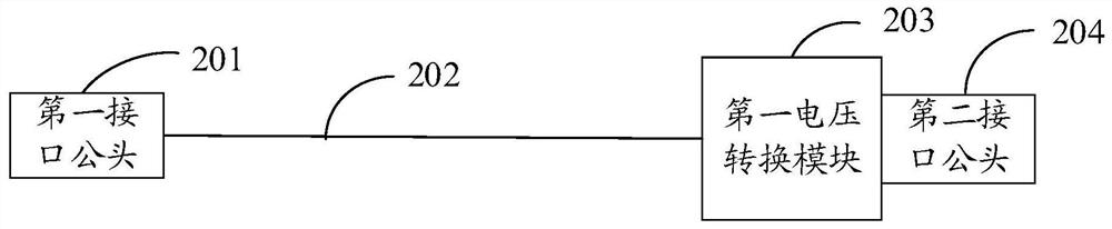 Data line, charging device, voltage converter and charging method