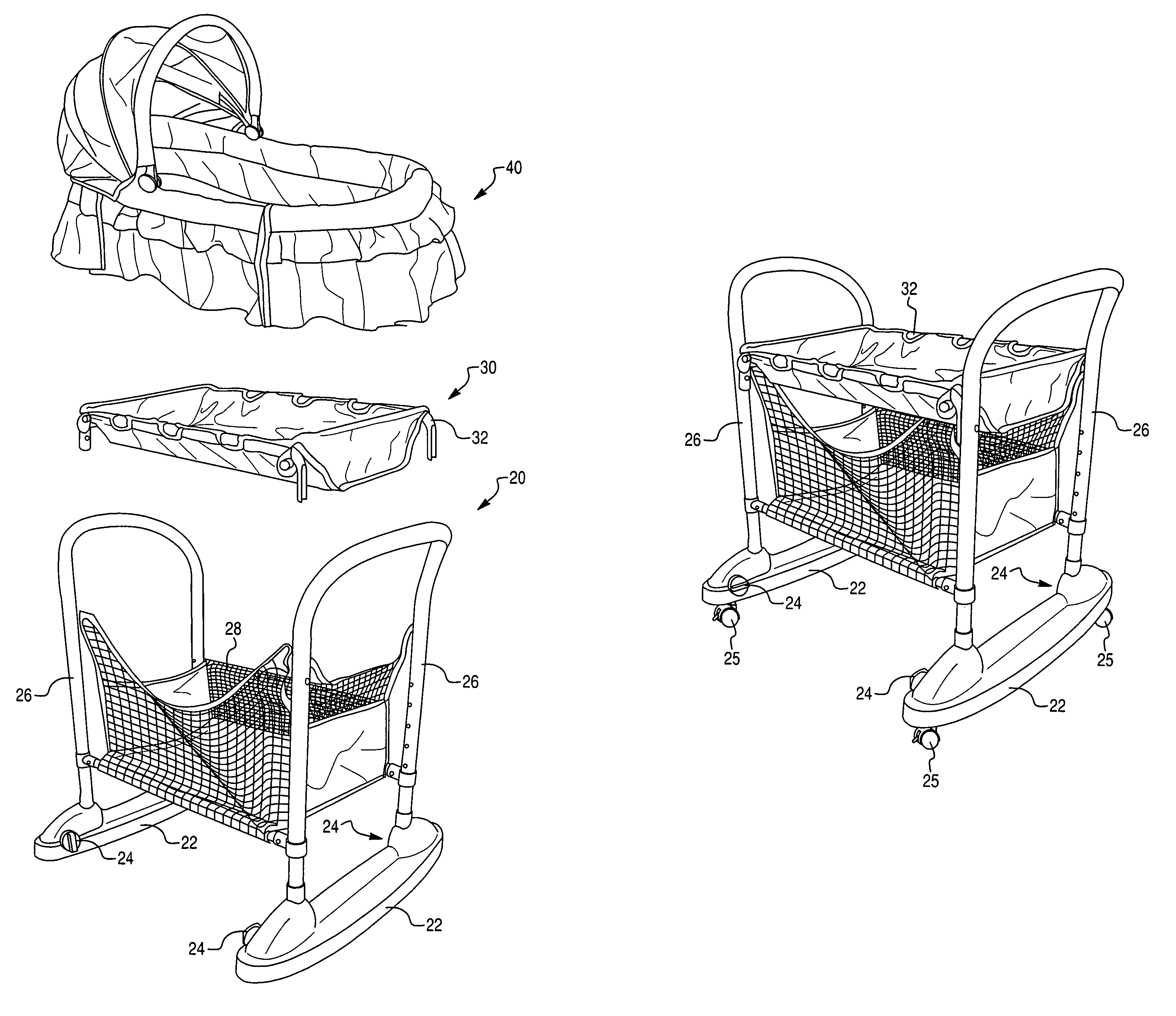 Bassinet and changing table assembly