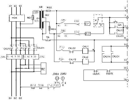 Double-line fast switch magnetic starter